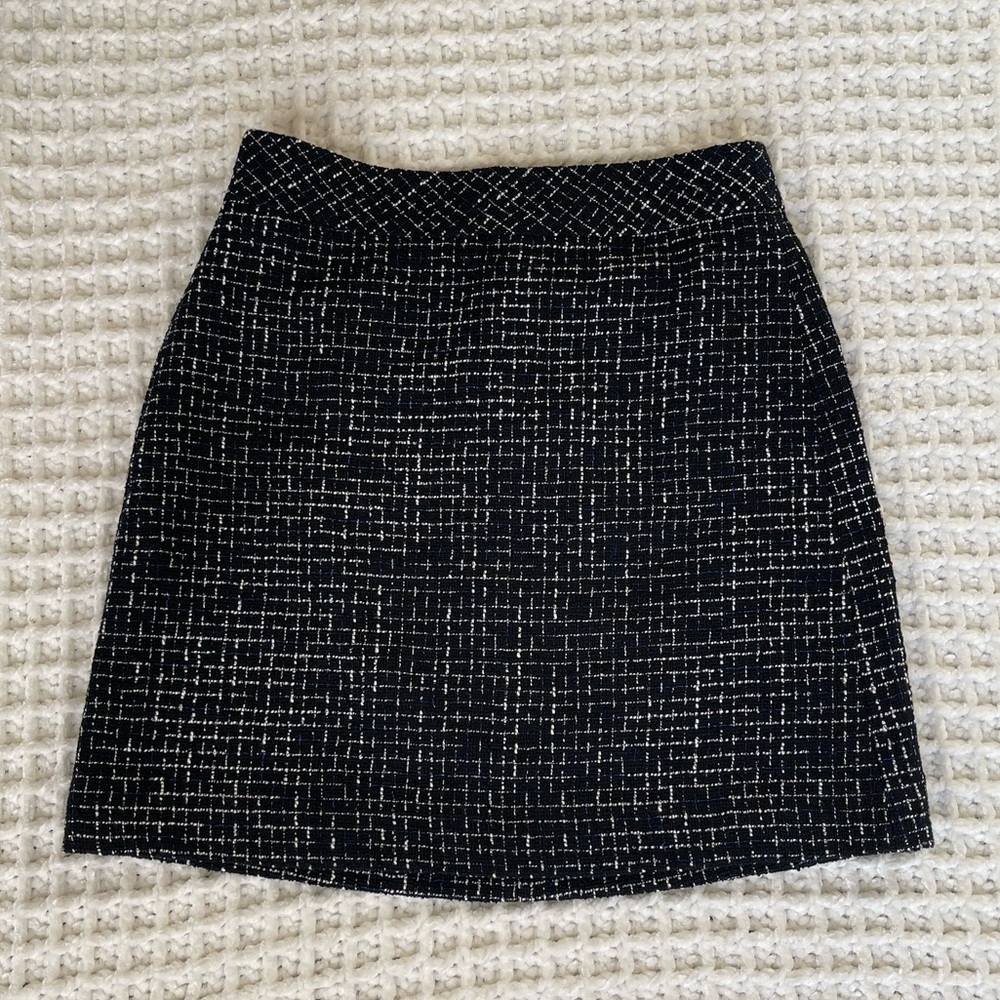 J. Crew Black and White Tweed Mini Skirt